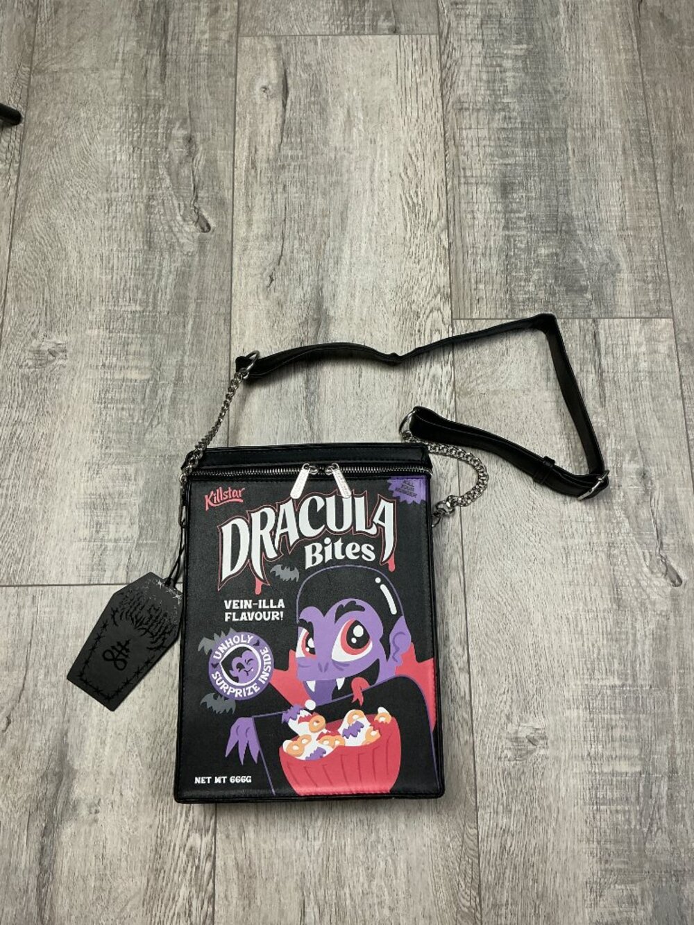 Killstar Dracula Bites Cereal Box Convertible Backpack Crossbody Bag NWT - Picture 10 of 15